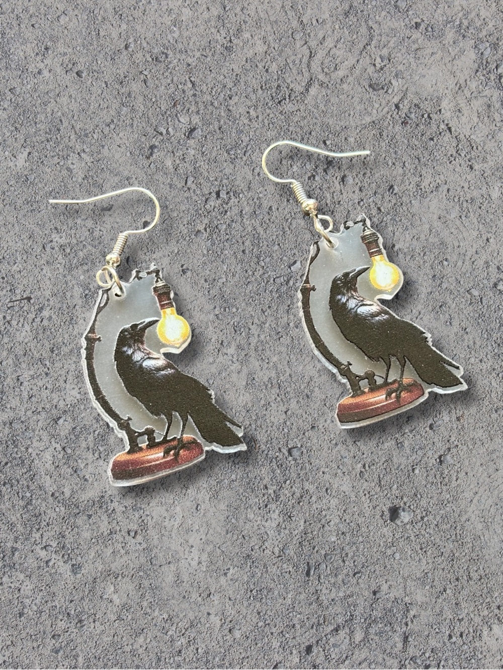 Dark Gothic Academia Raven Bird Earrings | The Raven Edgar Allan Poe | 2 IN